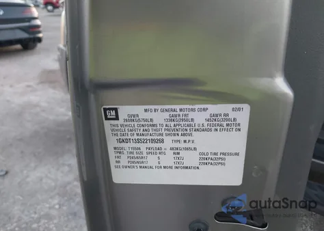 2002 GMC Envoy Slt z USA, uszkodzony, nr VIN 1GKDT13S522109268